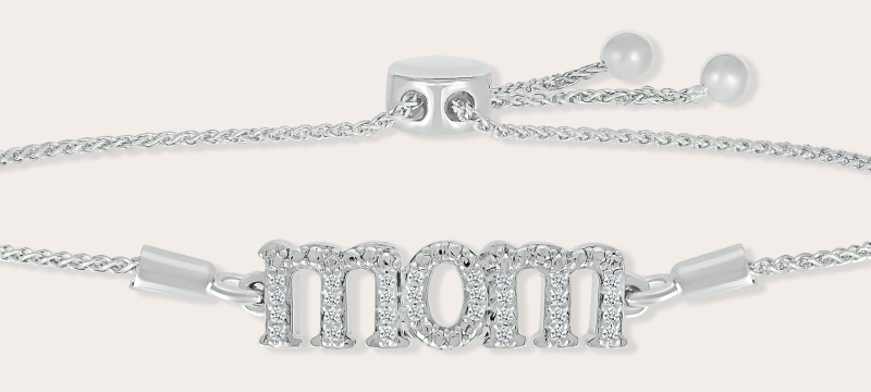 Diamond ''Mom'' Bolo Bracelet 1/15 ct tw Sterling Silver