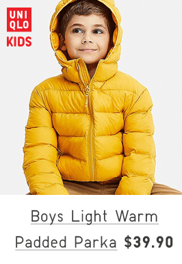 BOYS LIGHT WARM PADDED PARKA $39.90