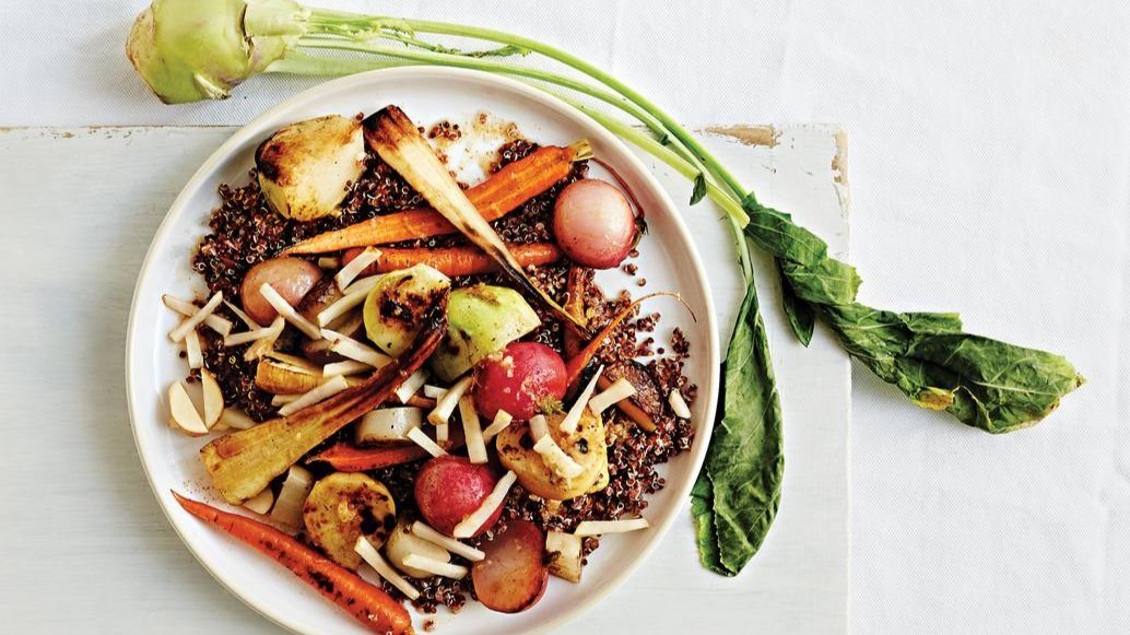 Root Vegetable and Quinoa Salad with Pickled Sunchokes