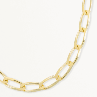 Solid Oval Link Curb Chain Necklace 10K Yellow Gold 22''