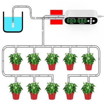 Smart Automatic Plant Waterer Drip Irrigation System with 40-Day Programmable Timer LED Display USB Power Timed Watering Device
