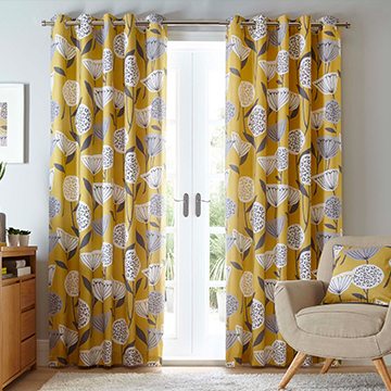 Elements Emmott Ochre Eyelet Curtains