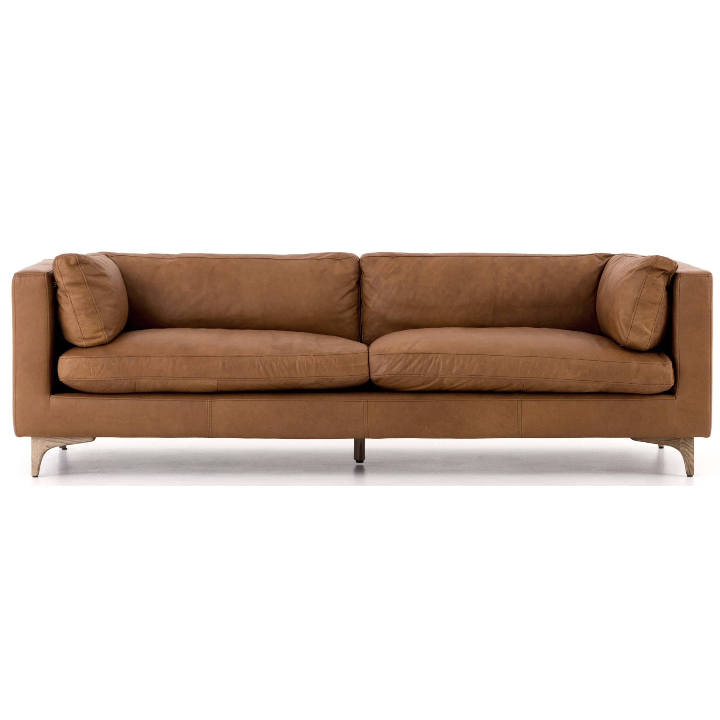 Image of Beckwith Leather Sofa, Natural Washed Camel