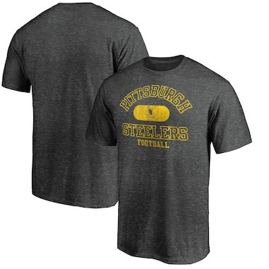 Men's Heather Charcoal Pittsburgh Steelers Varsity Issued Throwback T-Shirt