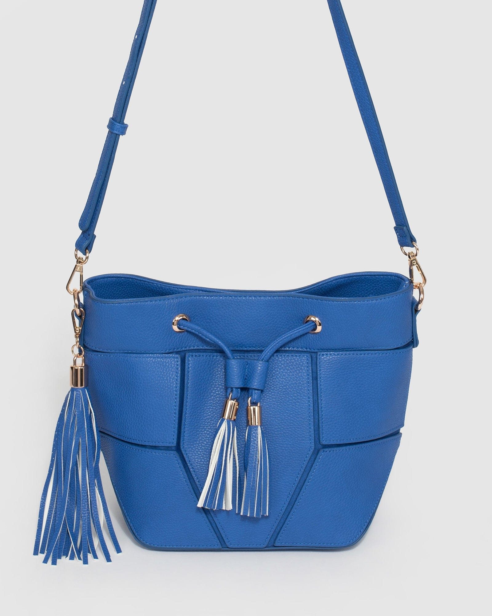 Image of Blue Luxy Medium Drawstring Bag