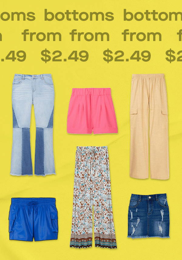 summer clearance bottoms from $2.49