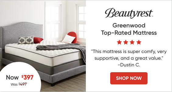 Beautyrest Greenwood Top-Rated Mattress. Now $397. Shop Now