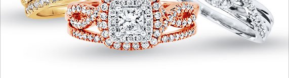 Diamond Bridal Set 3/4 ct tw Princess-cut 14K Rose Gold