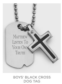 Boys' Black Cross Dog Tag