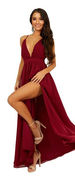 Shop: Shes A Delight Maxi Dress In Wine