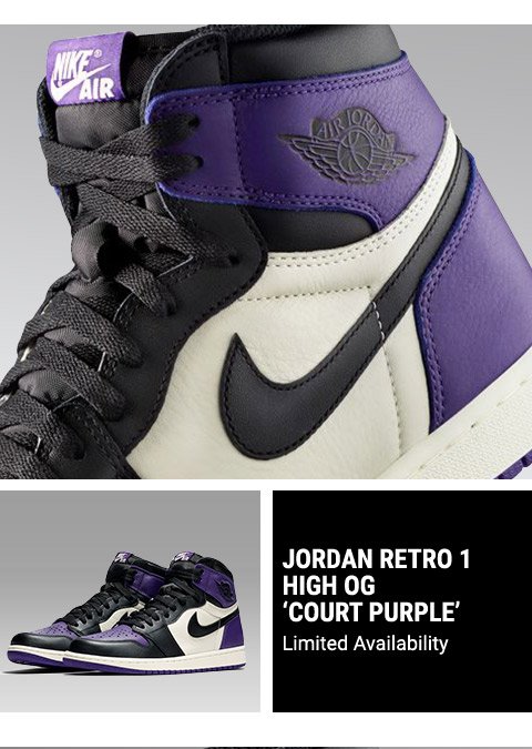 footaction jordan 1 court purple