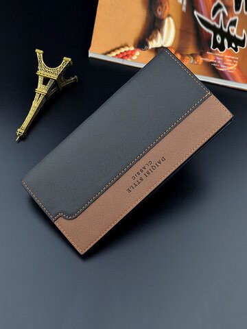 Multi-Slots Faux Leather Color Matching Long Wallet