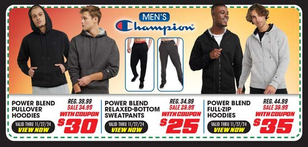 Champion Men's Power Blend Hoodie or Relaxed Bottom Sweatpants