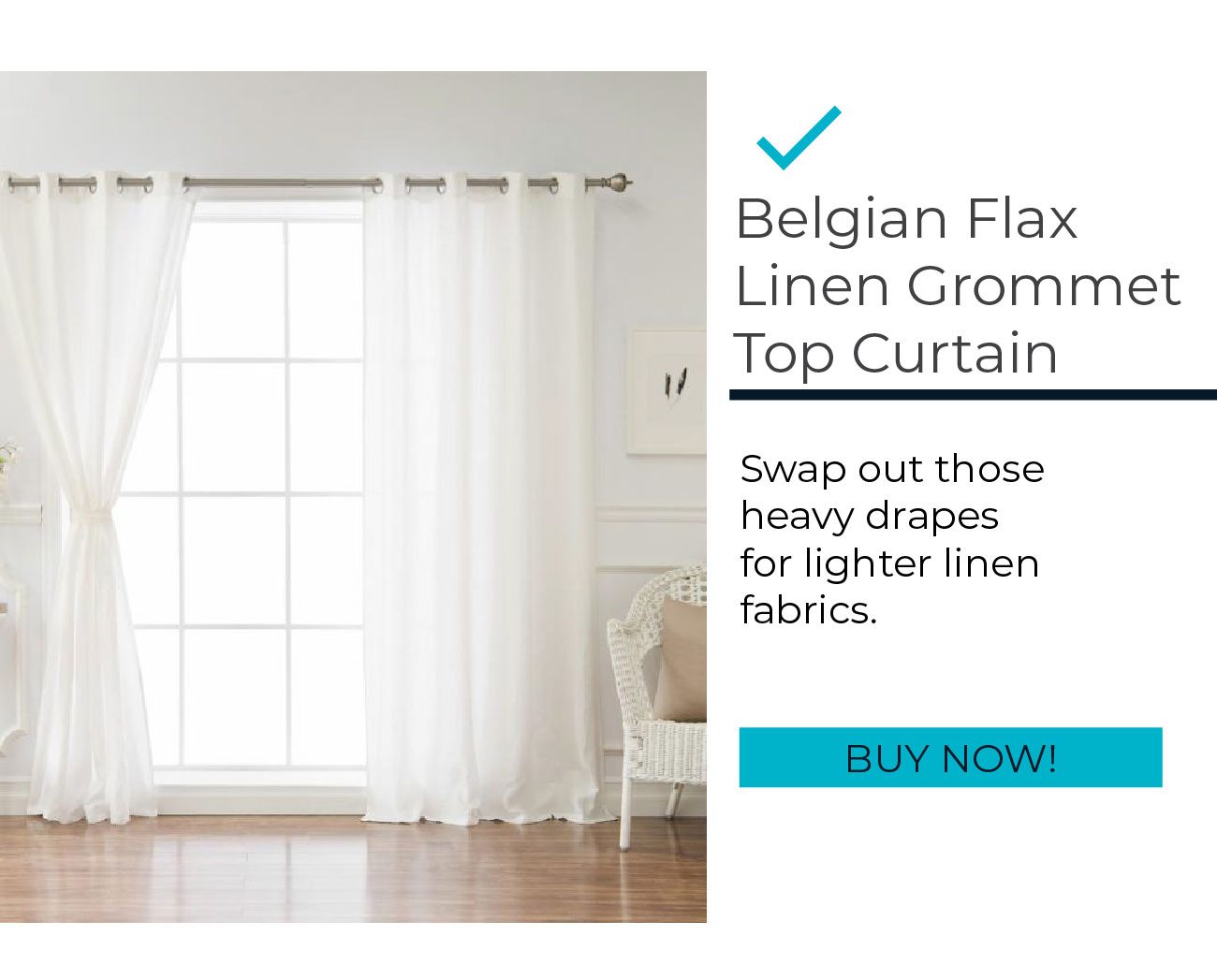 Belgian Flax Linen Grommet Top Curtain