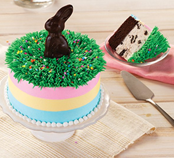 Easter is this Sunday! Order our NEW Bunny Stripe Cake for your holiday gathering.