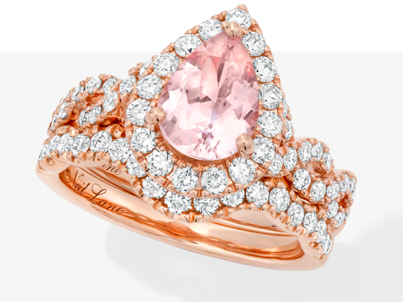 Neil Lane Morganite Bridal Set 1 ct tw Diamonds 14K Rose Gold