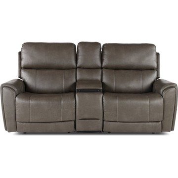 Damon Smoke Gray Power Reclining Loveseat with Console