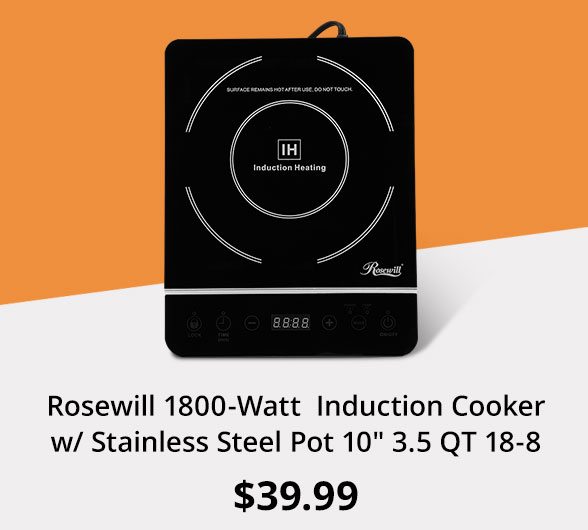 Rosewill 1800-Watt  Induction Cooker w/ Stainless Steel Pot 10" 3.5 QT 18-8