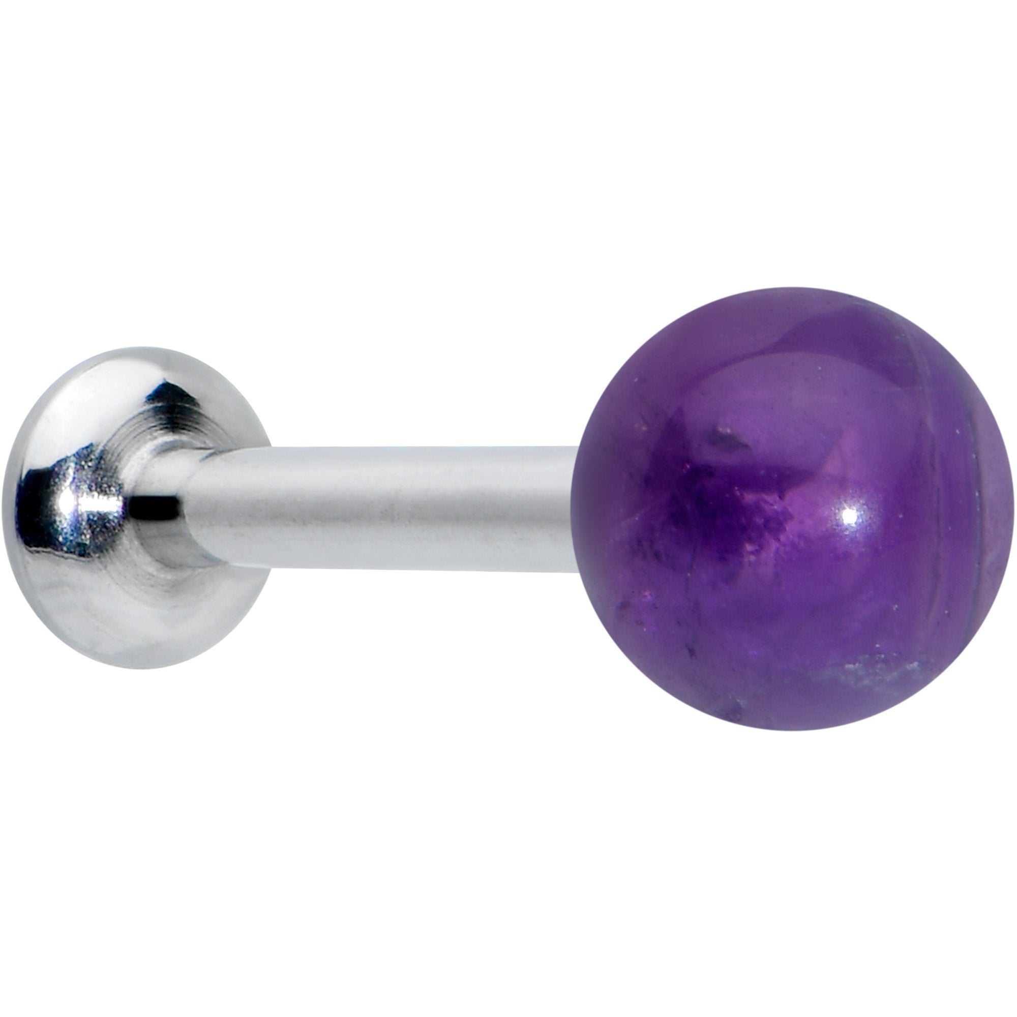 Image of 16 Gauge 5/16 Elegant Purple Amethyst Internal Threaded Labret Tragus