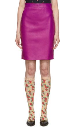 Gucci - Pink Leather Pencil Skirt