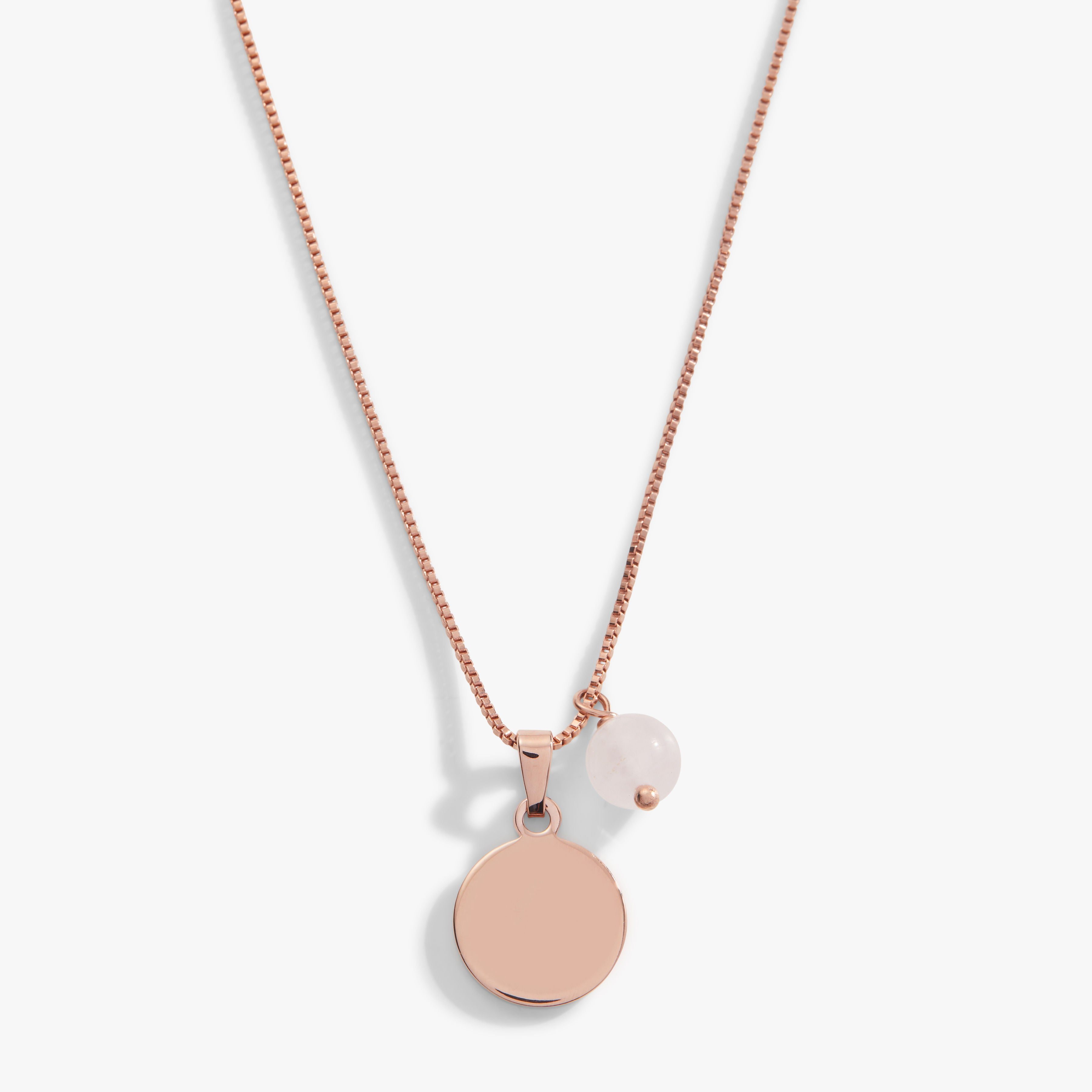 Image of Circle Charm + Rose Quartz Bead Necklace