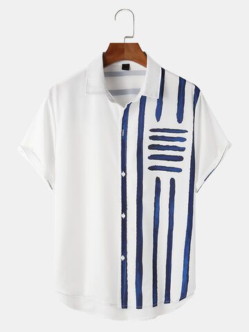 Stripe Print White Street Shirt