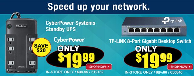 CyberPower Systems Stanby UPS TP-LINK 8-Port gigabit Desktop Switch