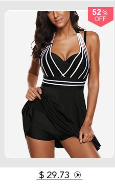 Cutout Back Halter Neck Black One Piece Swimdress