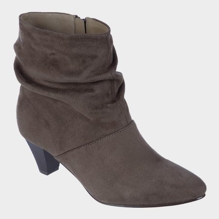 Womens Taupe Slouch Heeled Boots