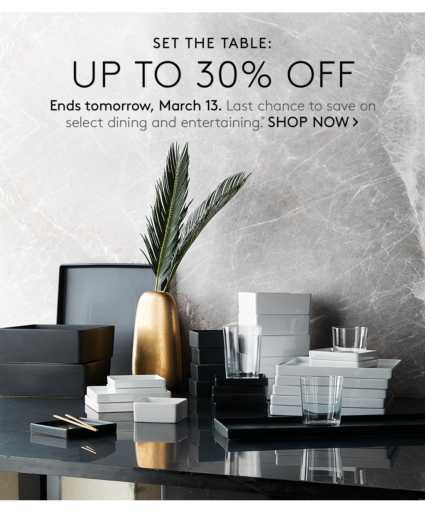 set the table: up to 30% off