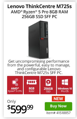 Lenovo ThinkCentre M725s Ryzen 5 8GB 256GB SFF PC | 41518857 | Shop Now