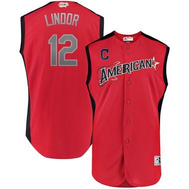 Francisco Lindor American League Majestic 2019 MLB All-Star Game Workout Player Jersey - Red
