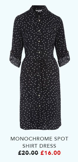 Monochrome Spot Shirt Dress - Was £20 Now £16