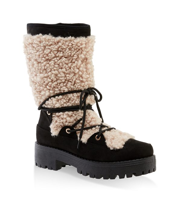 Sherpa Lace Up Boots