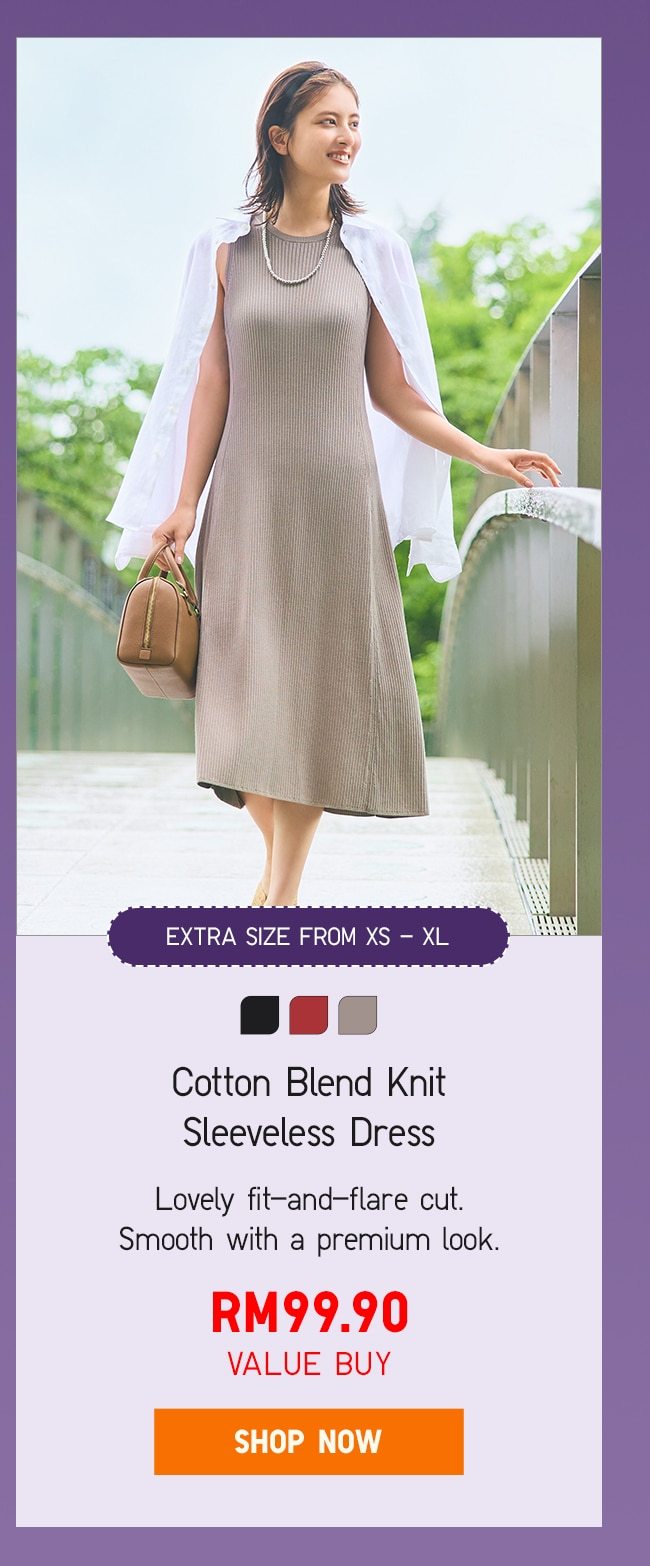 Cotton Blend Knit Sleeveless Dress