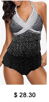 Polka Dot Print Halter Neck Layered Tankini Set