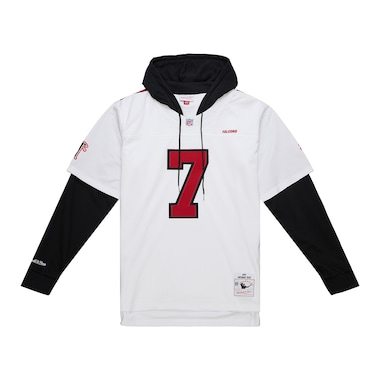 Men's Mitchell & Ness Michael Vick White Atlanta Falcons Player Name & Number Hoodie Legacy Jersey