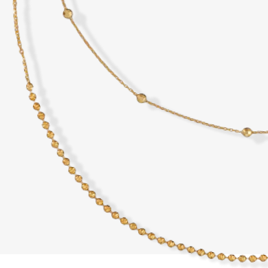 Diamond-cut Layered Necklace 14K Yellow Gold 16''