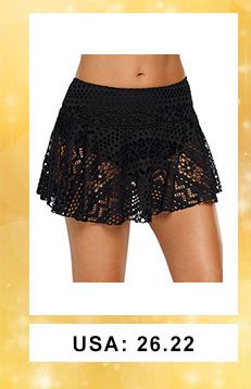 Mid Waist Pierced Black Swimwear Pantskirt