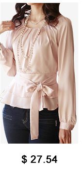 Long Sleeve Peplum Layered Hem Blouse