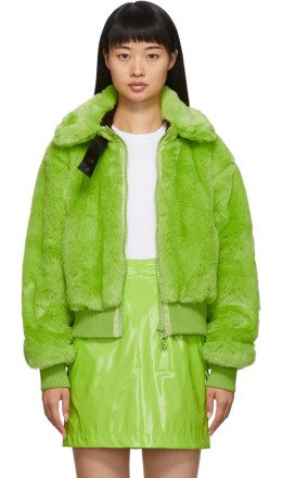 Kirin - Green Faux Fur Smiley Jacket