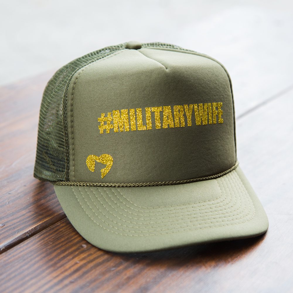 Image of Military Wife Glitter Canvas Trucker Hat