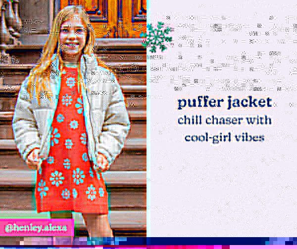 Puffer jacket. Chill chaser with cool-girl vibes. Model wearing evsie clothing. @henley.alexa