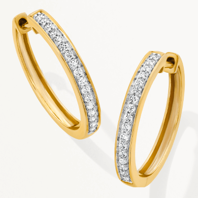 Diamond Hoop Earrings 1/5 ct tw 10K Yellow Gold