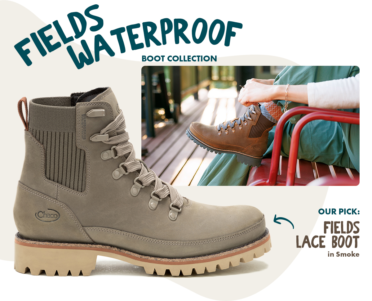 FIELDS WATERPROOF BOOT COLLECTION - OUR PICK: FIELDS LACE BOOT in Smoke