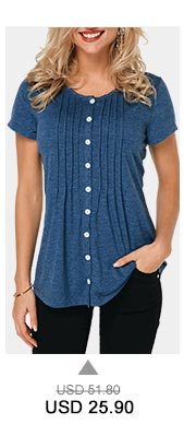 Crinkle Chest Button Up Navy Blue T Shirt