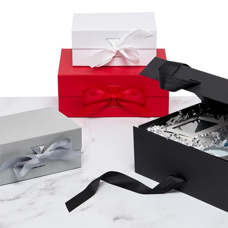 Collapsible Gift Box With Magnetic Closure & Ribbon Finish