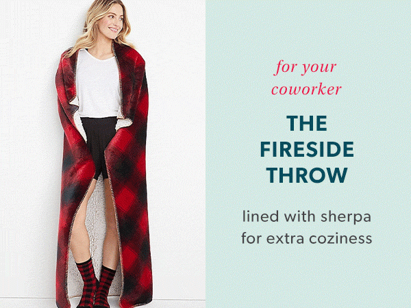 For your coworker: the fireside throw lined with sherpa for extra coziness.