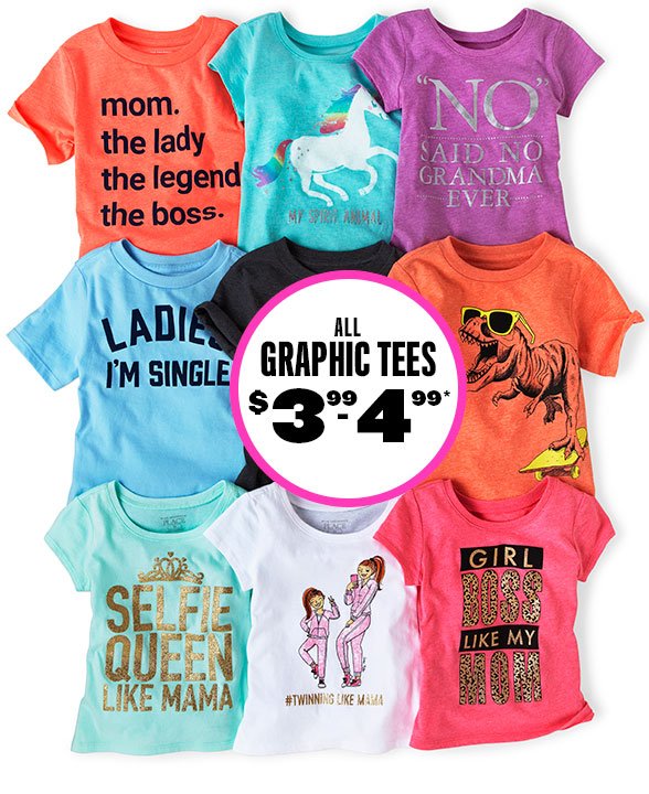 All Graphic Tees $3.99 to $4.99