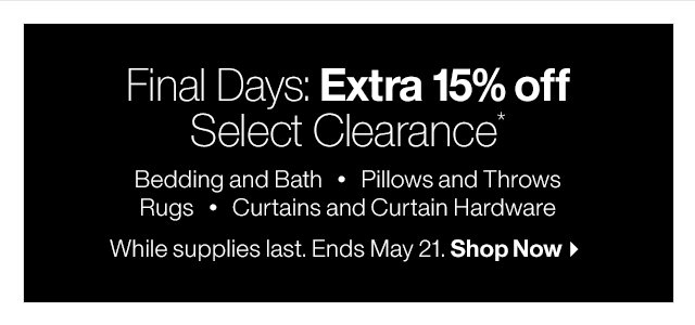 Extra 15% off Clearance